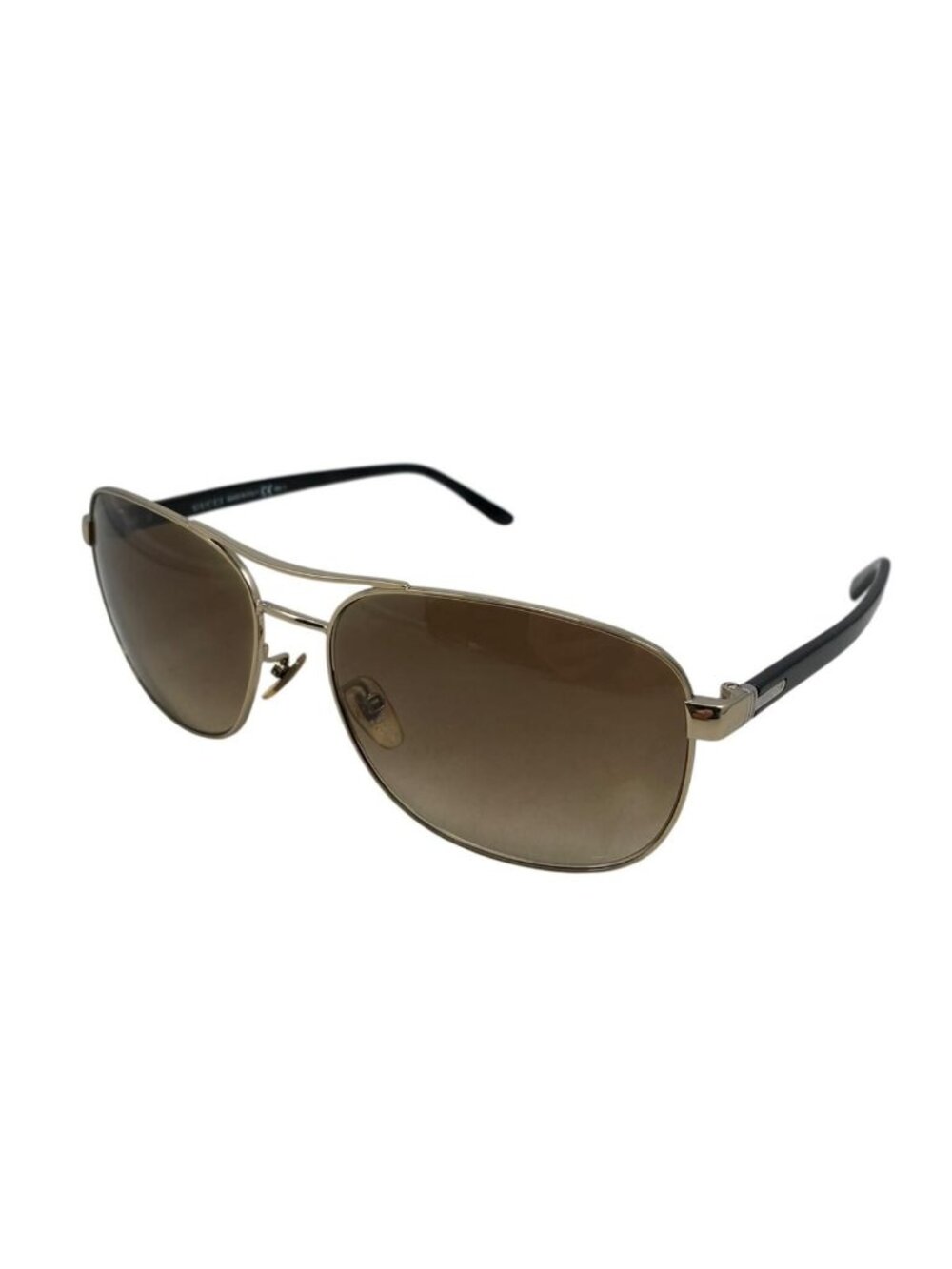 Gucci Sunglasses Double Bridge Gold Black Teardrop Shape Eyewear